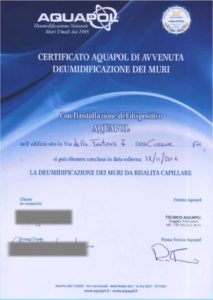 certificato di umidità di risalita
