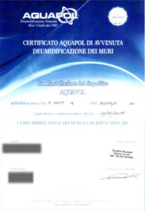 certificato di deumidificazione Aquapol